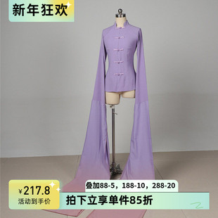 古典水袖演出服京剧舞蹈甩袖练功服上衣女惊鸿舞飘逸戏曲表演服装