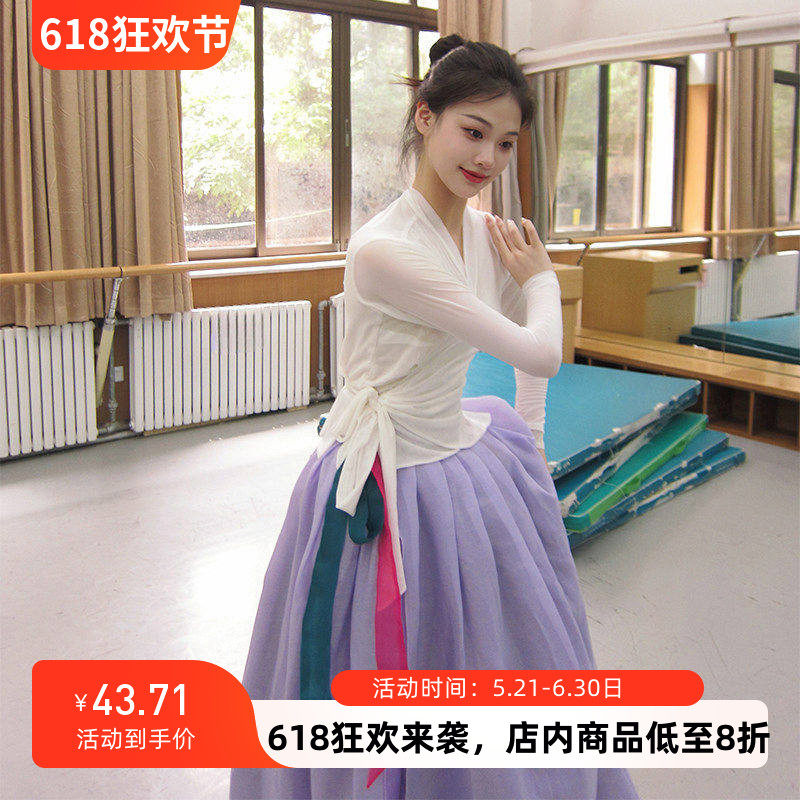 朝鲜族舞蹈服装女古典舞练功服上衣大摆裙飘逸成人艺考演出表演服