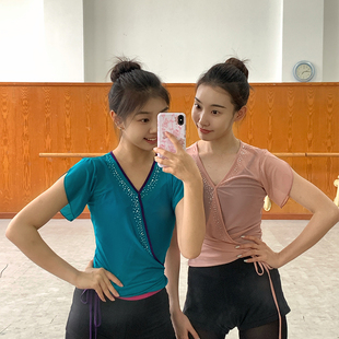 古典舞纱衣练功服北舞蹈技巧短袖女纱衣飘逸修身韵舞蹈演出服班服