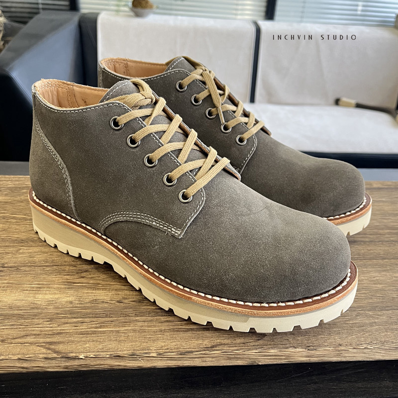 北欧简约 磨砂牛皮沿条耐磨软底男士中高帮休闲鞋 男复古马丁靴,流行男鞋,马丁靴,淘宝优惠券,粉丝福利购,淘宝优惠卷