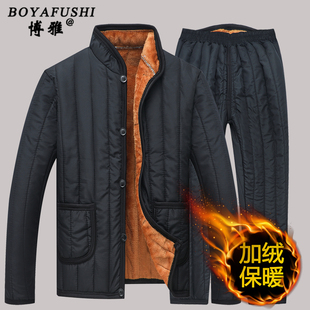 棉裤 加绒加厚棉袄老人内胆爸爸装 中老年立领保暖外套 中年男士 冬季