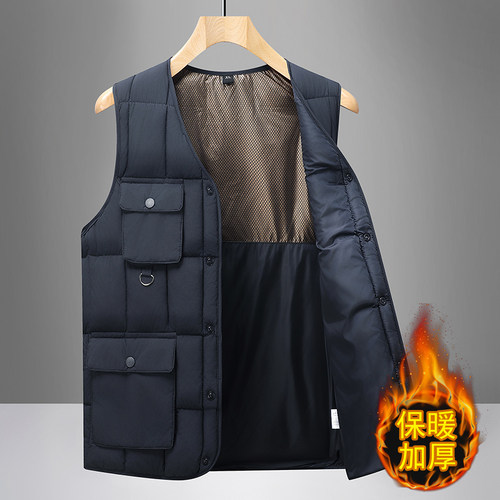 石墨烯聚热中年内外穿多口袋马甲