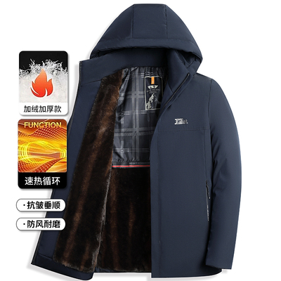 冬季中年男士加绒加厚棉服