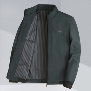 春秋外套男款爸爸装中年立领休闲夹克衫男士春秋款老人上衣中老年