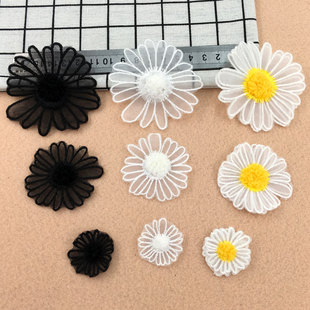 蕾丝菊花布贴补丁贴 网纱衣服裤子装饰修补洞贴花 手缝欧根纱贴布