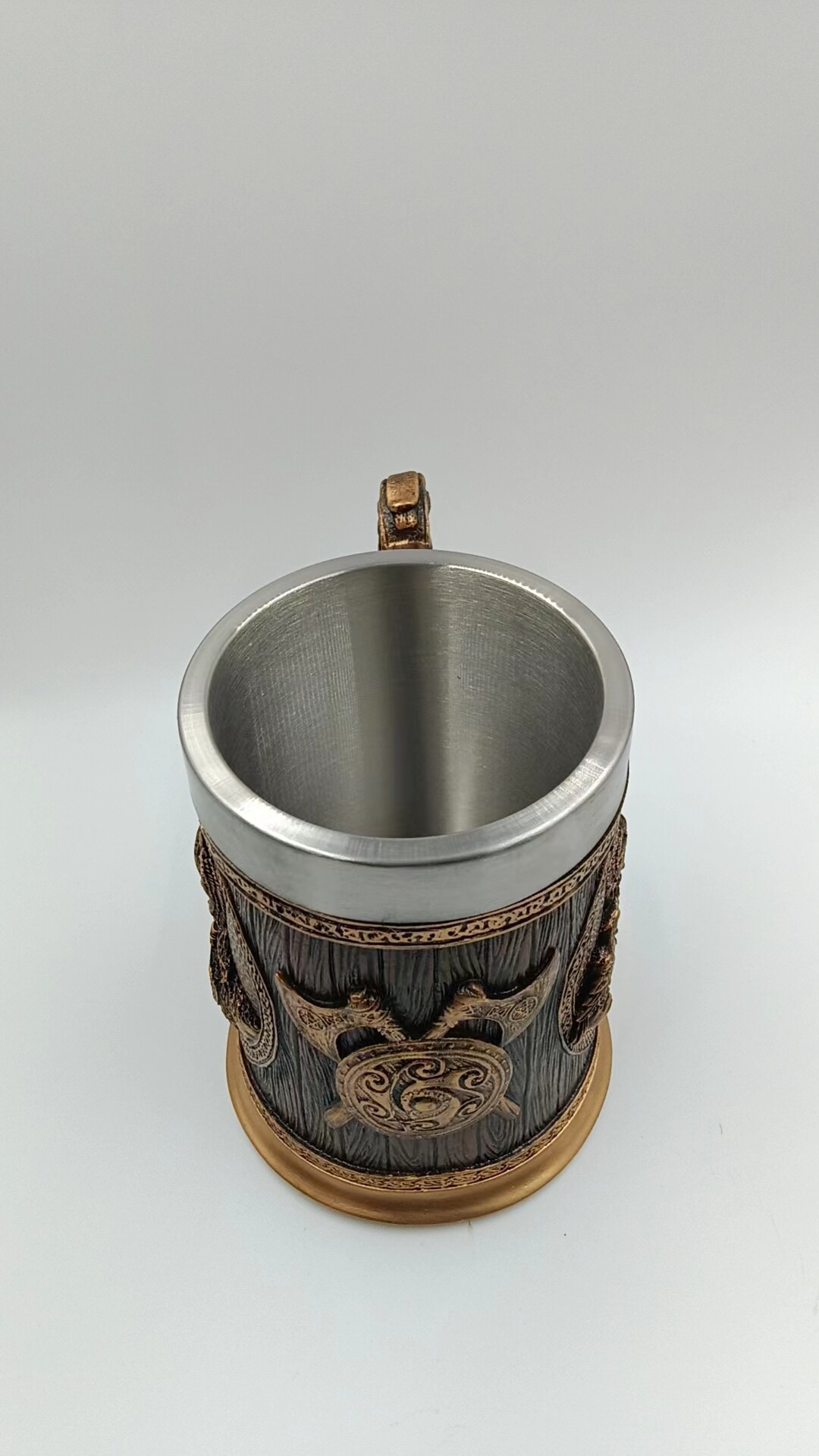전쟁의 신 맥주 머그잔 손잡이가있는 크리 에이 티브 대형 와인 글라스 맥주 머그잔 맞춤형 스테인레스 스틸 도끼 양각 마크 워터 컵