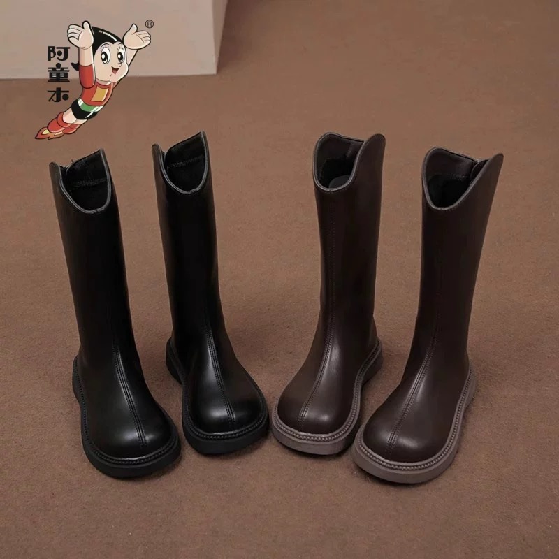 阿童木真皮女童中大童公主长靴潮