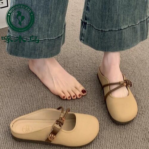 啄木鸟包头半拖鞋女夏季外穿凉拖