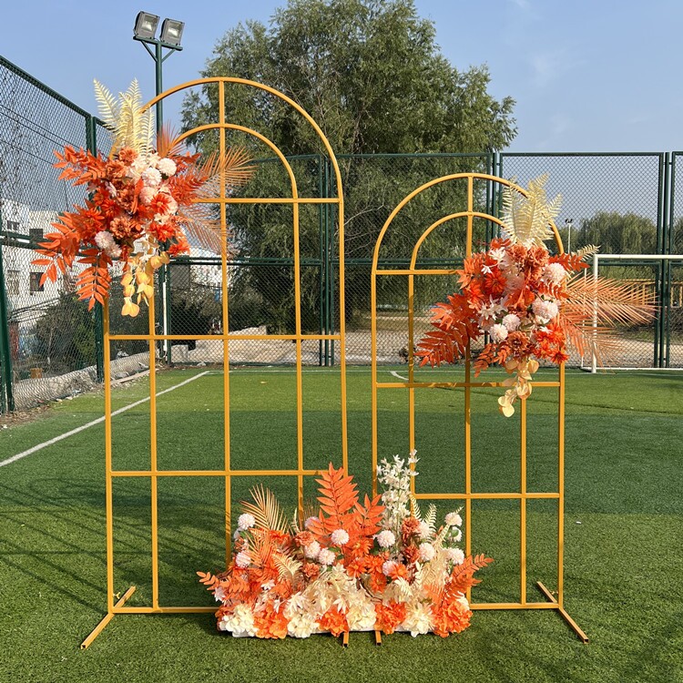新款婚庆道具婚礼背景铁艺方框几何屏风花田喜事花架森系花拱门
