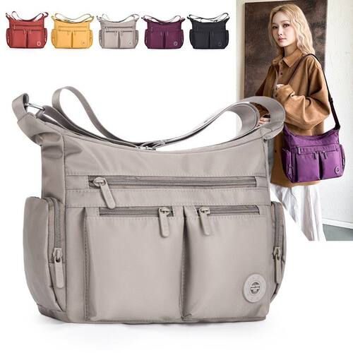 新男女同款斜挎包轻便布包中年妈妈包多层单肩包小清新布包送父母