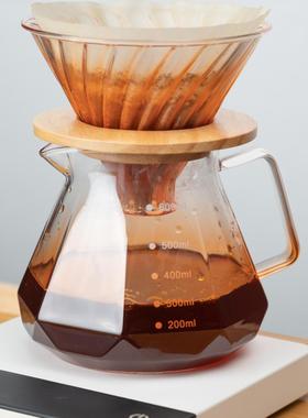 高硼硅玻璃钻石型分享壶渐变橙色玻璃壶黑曜石加厚耐热防爆带刻度