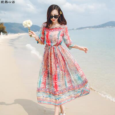 新款沙滩裙女大码2024显瘦