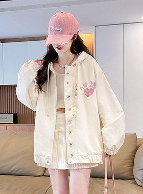 早秋刺绣棒球服外套女春秋季少女夹克2025新款初高中学生大童上衣