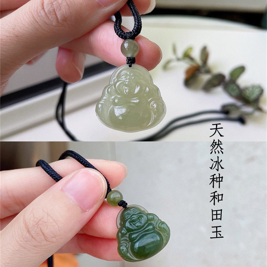 爱茹天然和田玉佛公项链编绳本命项链