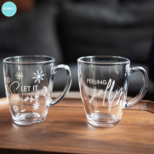 PHIPHY带把手玻璃钢化马克杯