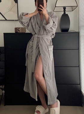 奢华Aman安缦酒店吸水浴袍 亲肤速干棉柔男女情侣睡袍 气质茶咖色