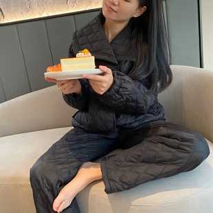 小众高端 三层夹棉加厚冬季女士韩版时尚型大翻领可外穿家居服