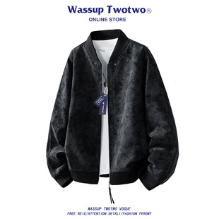 WASSUP TWO TWO潮牌美式飞行夹克男款春秋季防水防风宽松休闲皮衣