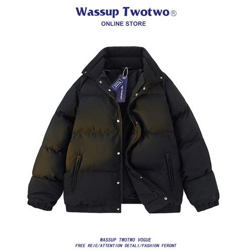 WASSUP TWO TWO美式立领羽绒棉服冬季2025新款加厚棉袄情侣款外套