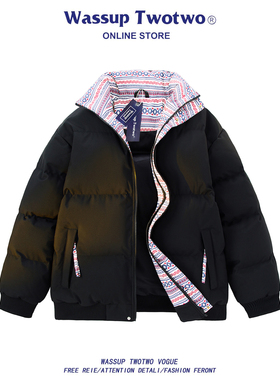 WASSUP TWO TWO冬季棉服男保暖防风立领百搭御寒情侣休闲夹棉外套