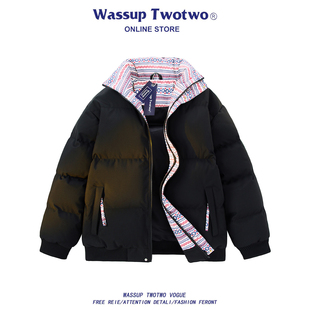 棉服男保暖防风立领百搭御寒情侣休闲夹棉外套 TWO冬季 WASSUP TWO