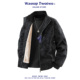 新款 WASSUP 加厚宽松情侣皮衣外套 加绒夹克男款 秋冬季 TWO TWO美式