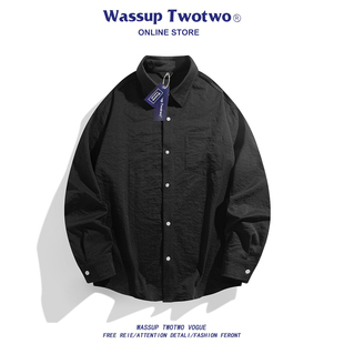 衬衫 TWO长袖 男秋季 新款 春秋日系外套 WASSUP 纯色翻领简约衬衫 TWO