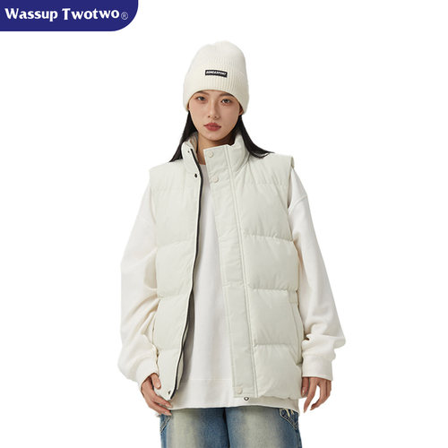 WASSUP TWO TWO潮牌经典羽绒马甲男女同款冬季保暖石墨烯外穿外套