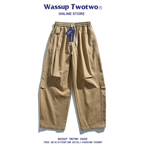 WASSUP TWO TWO日系工装裤子男春秋季宽松直筒阔腿裤纯棉休闲长裤
