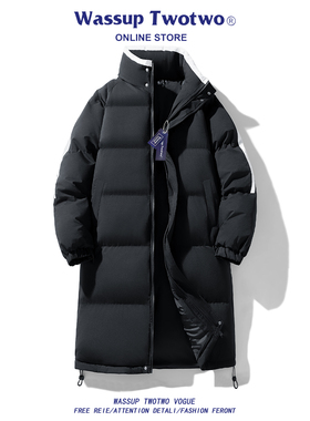 WASSUP TWO TWO中长款棉衣冬季加厚抗寒棉服休闲防风保暖立领棉袄