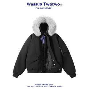 复古座山雕羽绒棉服毛领男秋冬季 TWO美式 加厚保暖棉服 TWO WASSUP