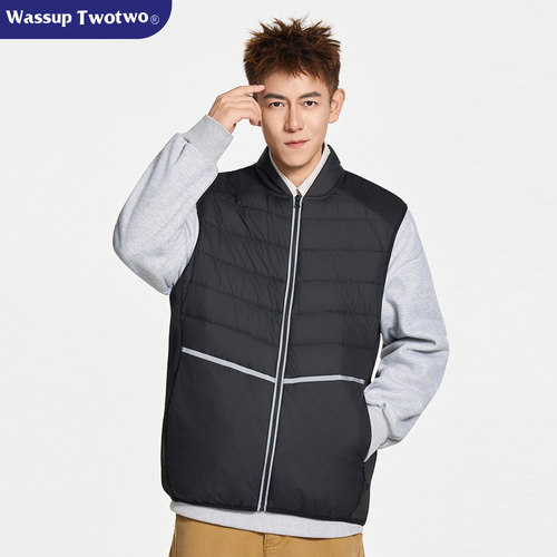 WASSUP TWO TWO羽绒马甲男士冬季2025新款棒球领加厚保暖坎肩背心
