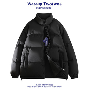 冬季 WASSUP 立领羽绒棉服男款 TWO美式 情侣保暖宽松面包服外套 TWO