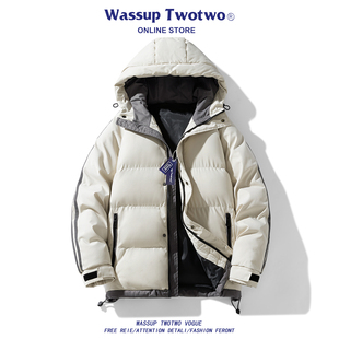 新款 TWO棉服2025冬季 棉袄潮牌防风保暖加厚连帽外套男 TWO WASSUP