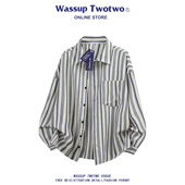 TWO TWO美式 潮流百搭翻领衬衫 WASSUP 男春季 简约宽松潮牌衬衣外套