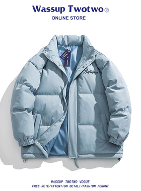 WASSUP TWO TWO冬季潮牌加厚棉服男女款简约高级感面包服棉衣外套