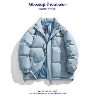 潮牌加厚棉服男女款 TWO冬季 简约高级感面包服棉衣外套 TWO WASSUP