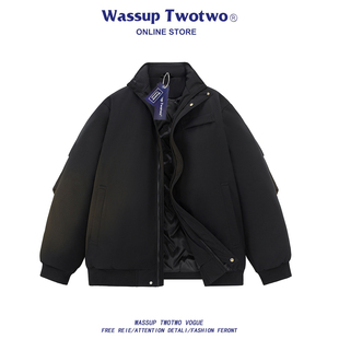 潮牌飞行员棉衣2025冬季 TWO美式 情侣保暖百搭棉服外套 TWO WASSUP