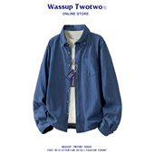 TWO TWO水洗牛仔长袖 衬衫 WASSUP 男春季 纯棉宽松休闲百搭衬衣外套