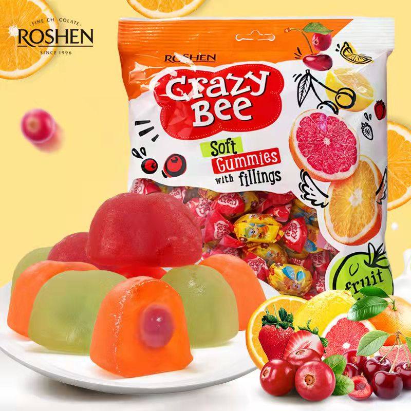 俄罗斯进口小蜜蜂夹心果汁橡软糖喜糖办公室小零食店休闲零食年货
