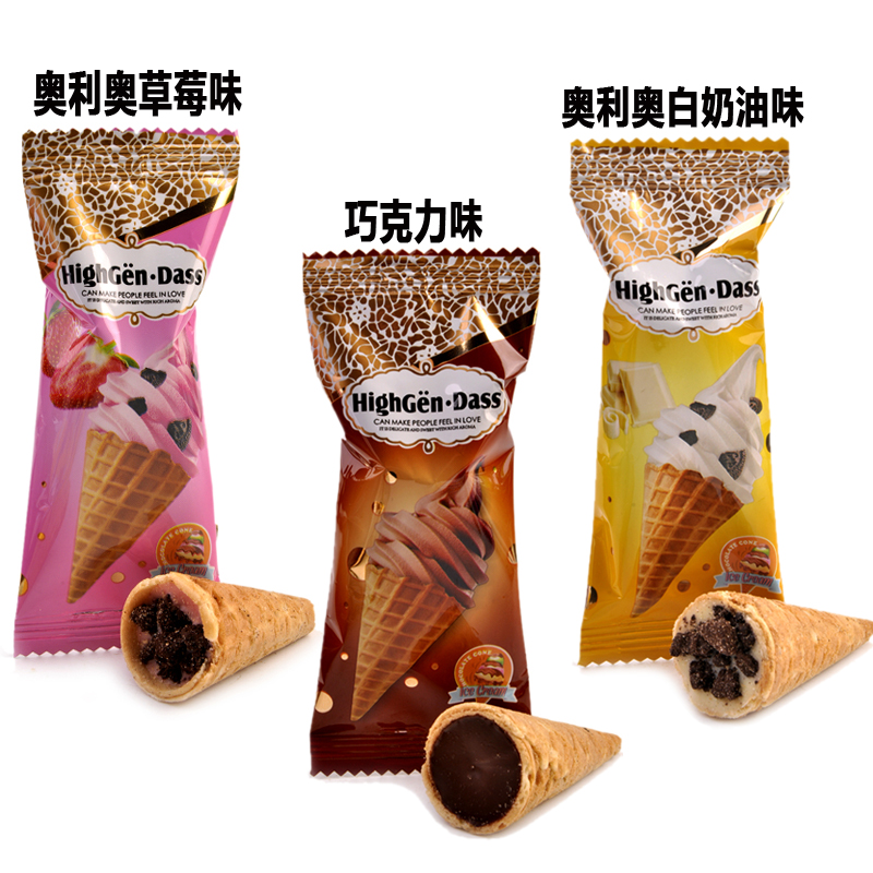 包邮冰激凌夹心巧克力蛋筒休闲儿童饼干学生零食品300克