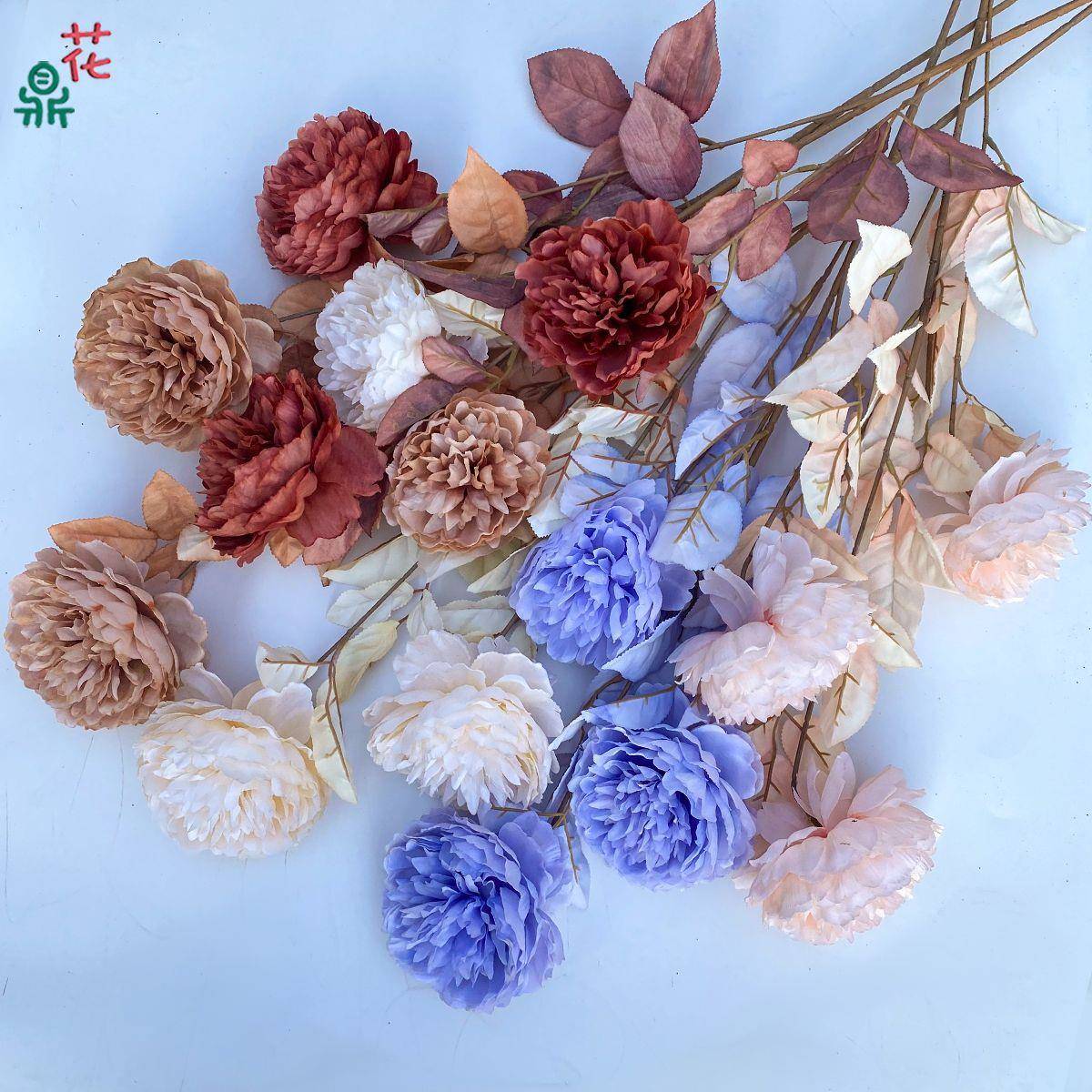 仿真洛阳牡丹 千层芍药 欧式复古婚庆婚礼堂路引插花装饰绢花假花