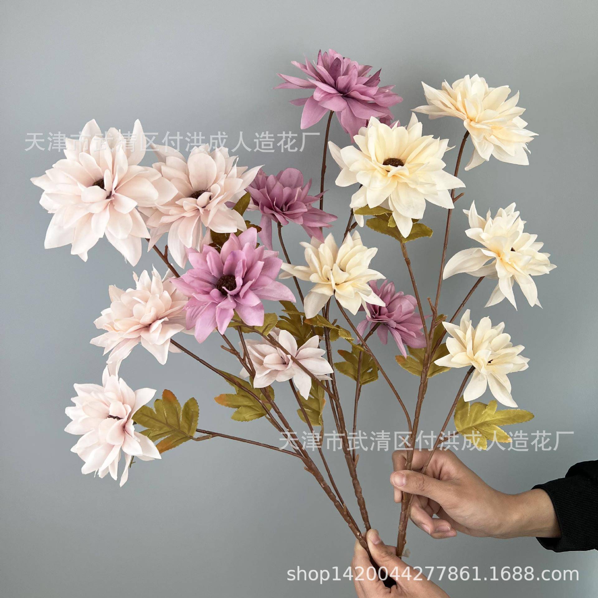 五头芍药花婚庆仿真花大丽花婚礼堂装饰绢布假花软装花艺