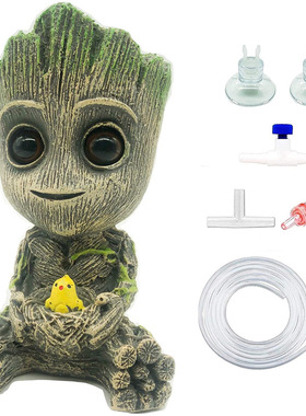 水族箱造景配件树脂气动鱼缸装饰格鲁特树人银河护卫队花盆树人