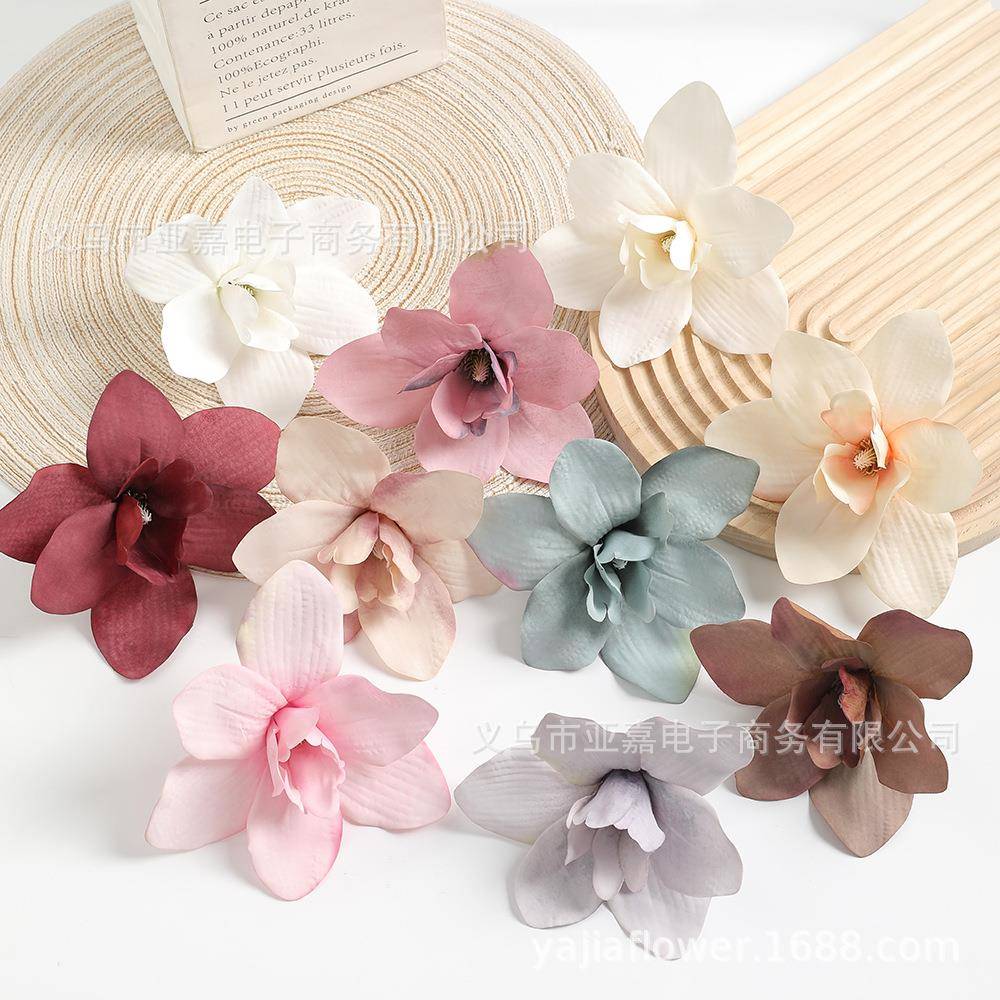 14cm新款仿真精致绢花卡特兰花头DIY簪花汉服头饰发箍装饰花 假花