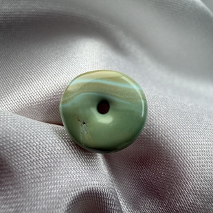 绿松石水波纹三彩扣子10.9mm厚3.4mm湖北原矿瓷釉级特色扣子隔珠