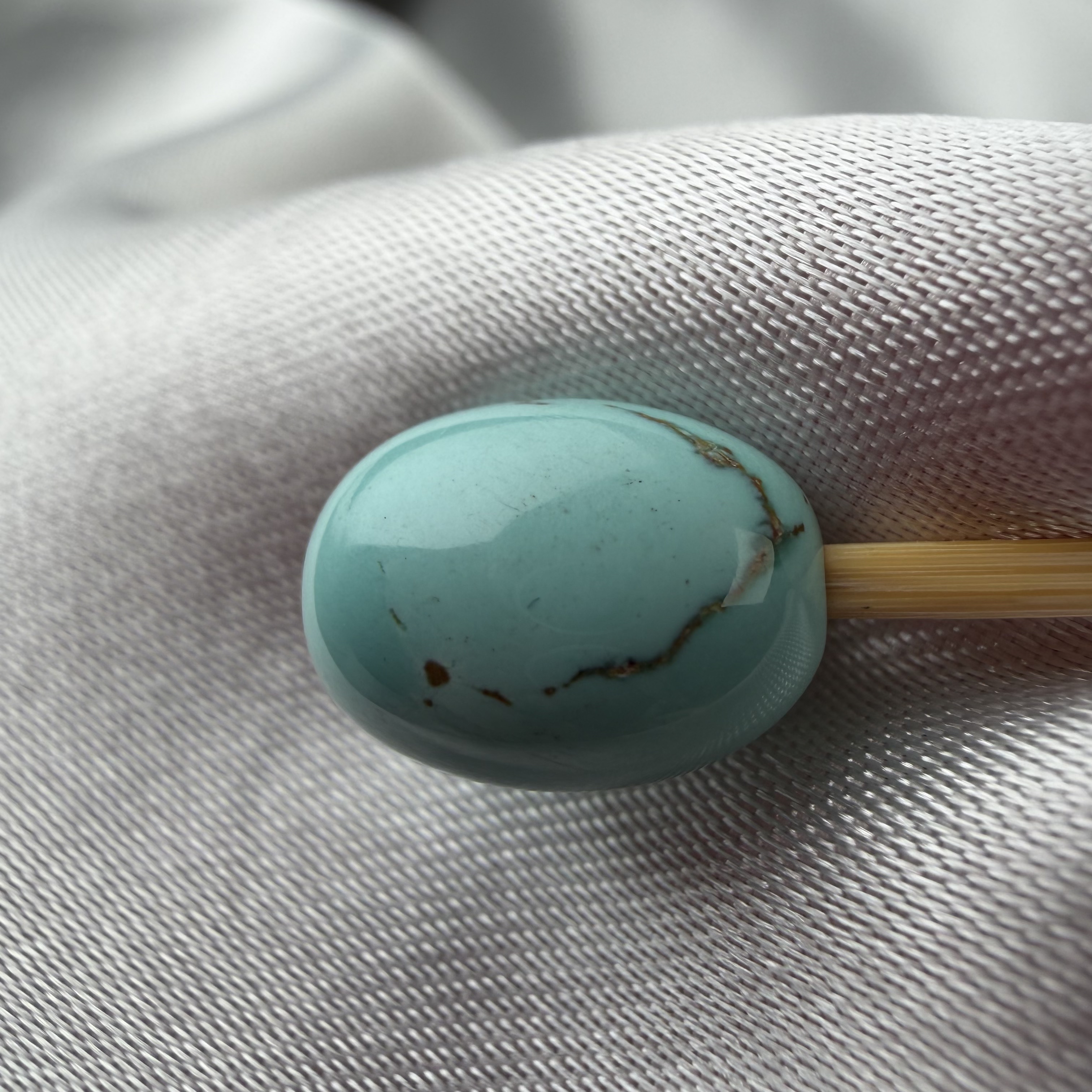 绿松石枣珠8.4mm长11mm湖北原矿水草纹桶珠配饰