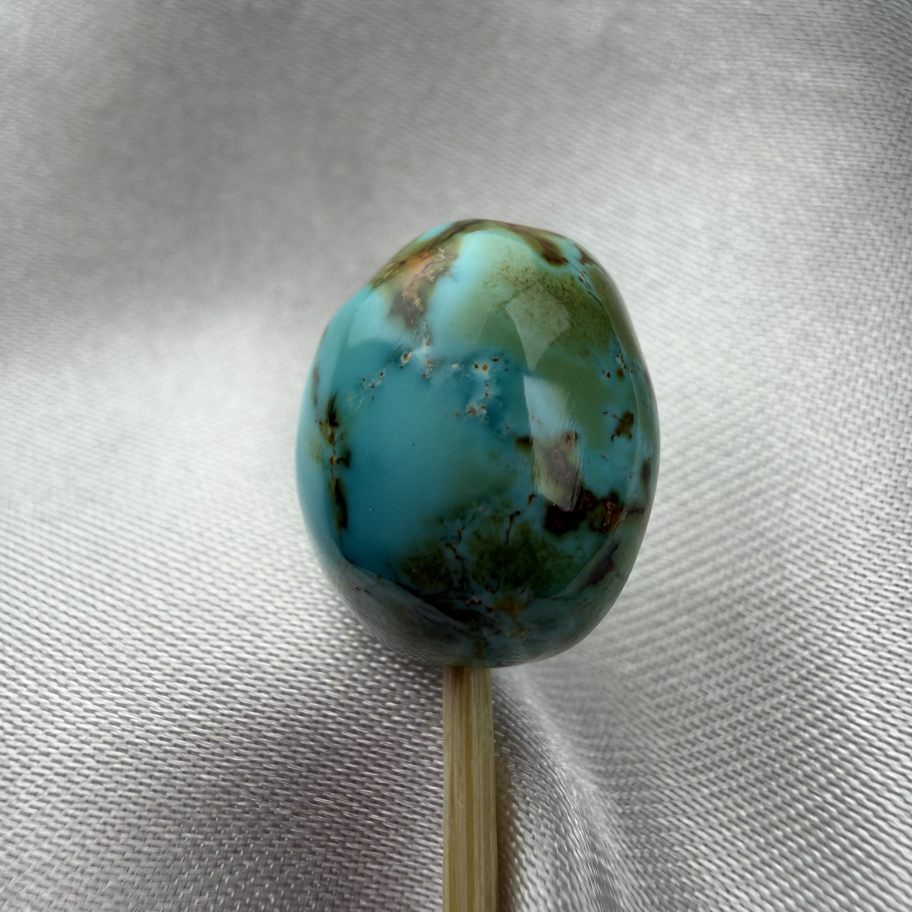 绿松石唐三彩随形11.6mm厚10.5mm长13.8mm原矿瓷釉级特色糖豆配饰