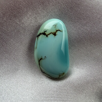 绿松石水波纹随形14mm长22.8厚6.7原矿瓷釉级水草纹三彩吊坠侧挂