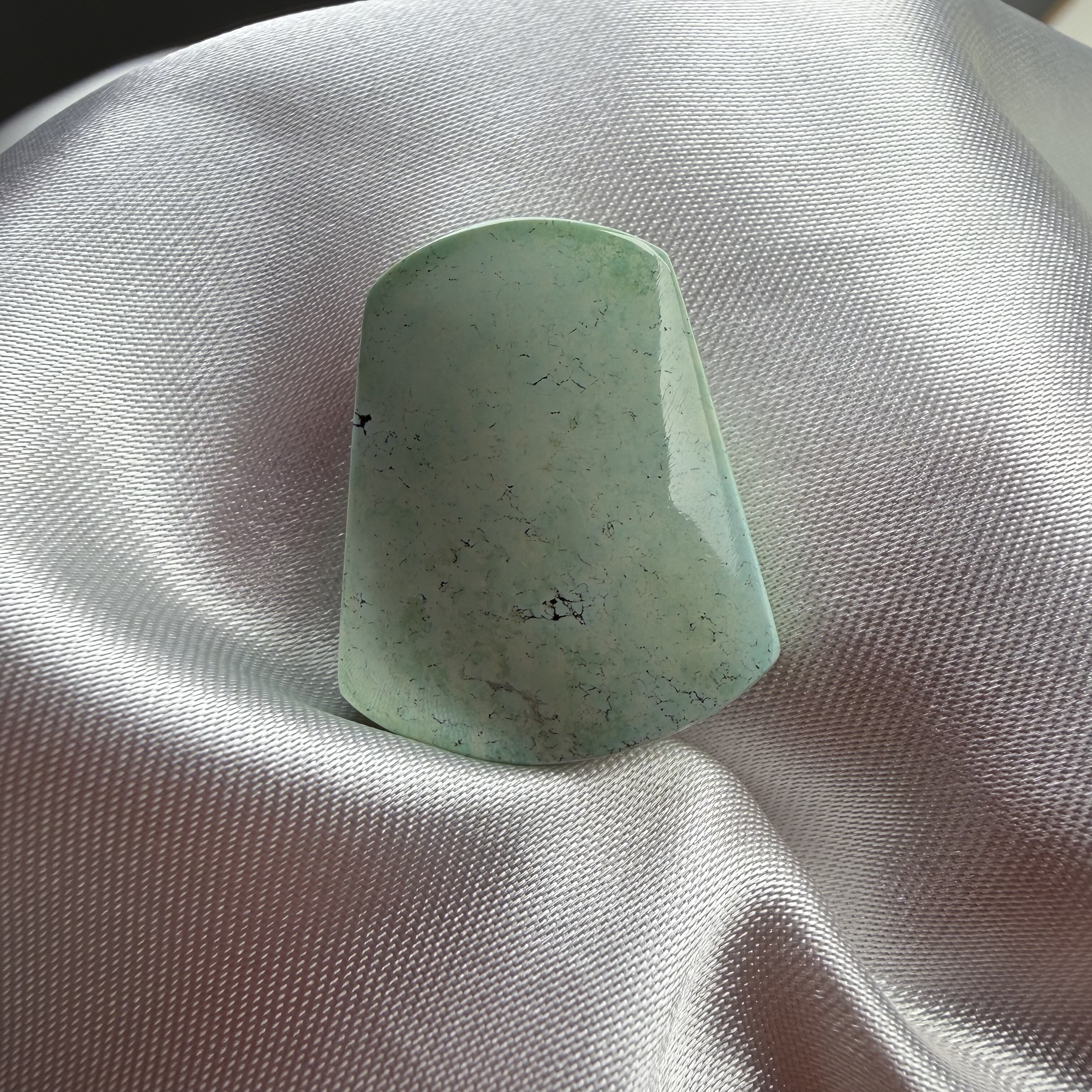 绿松石无事牌菜籽绿水草纹湖北原矿吊坠宽20.2mm长24厚10mm6.7g